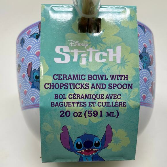 Disney Stitch & Lilo Ramen Ceramec Bowl Set with Chopsticks & Spoon 20 Oz. Bowl - Picture 7 of 12
